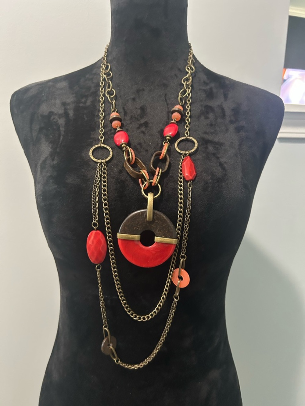 ❤️ Premier Designs Statement Necklace | Multi-Strand Chain w/ Bold Pendant |NWOT